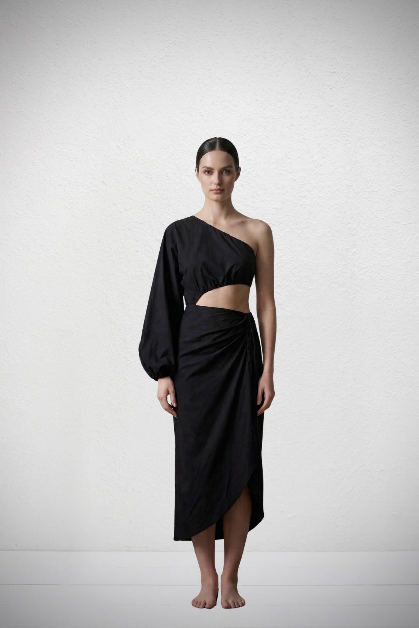 The Puff Sleeve Asymmetrical Dress