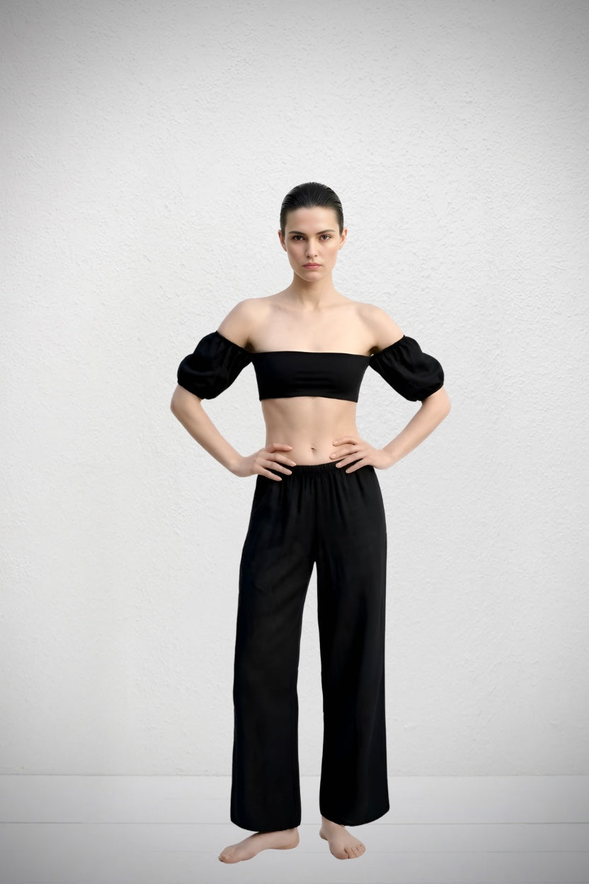 The Puff Sleeves Bandeau Top